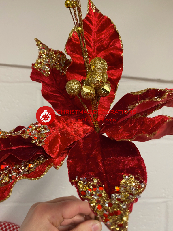 60cm Red Velvet Poinsettia