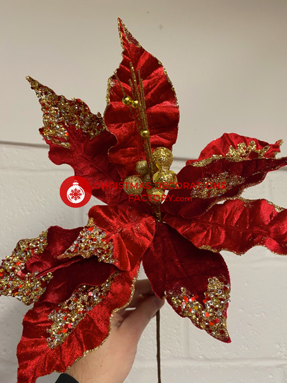60cm Red Velvet Poinsettia