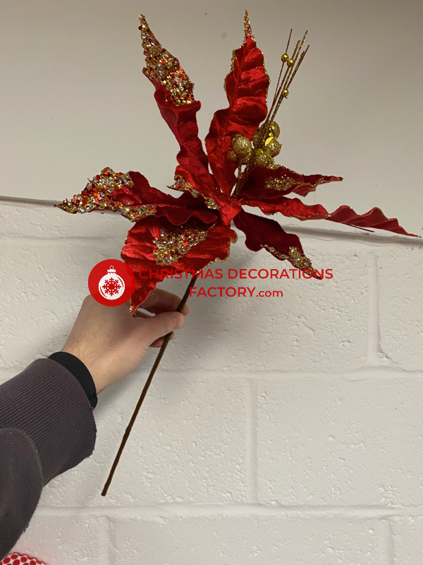 60cm Red Velvet Poinsettia