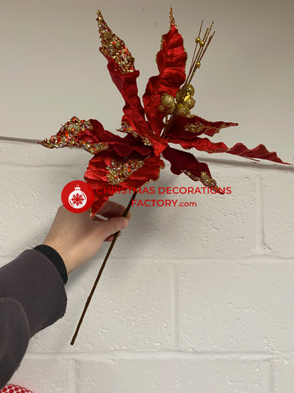 60cm Red Velvet Poinsettia