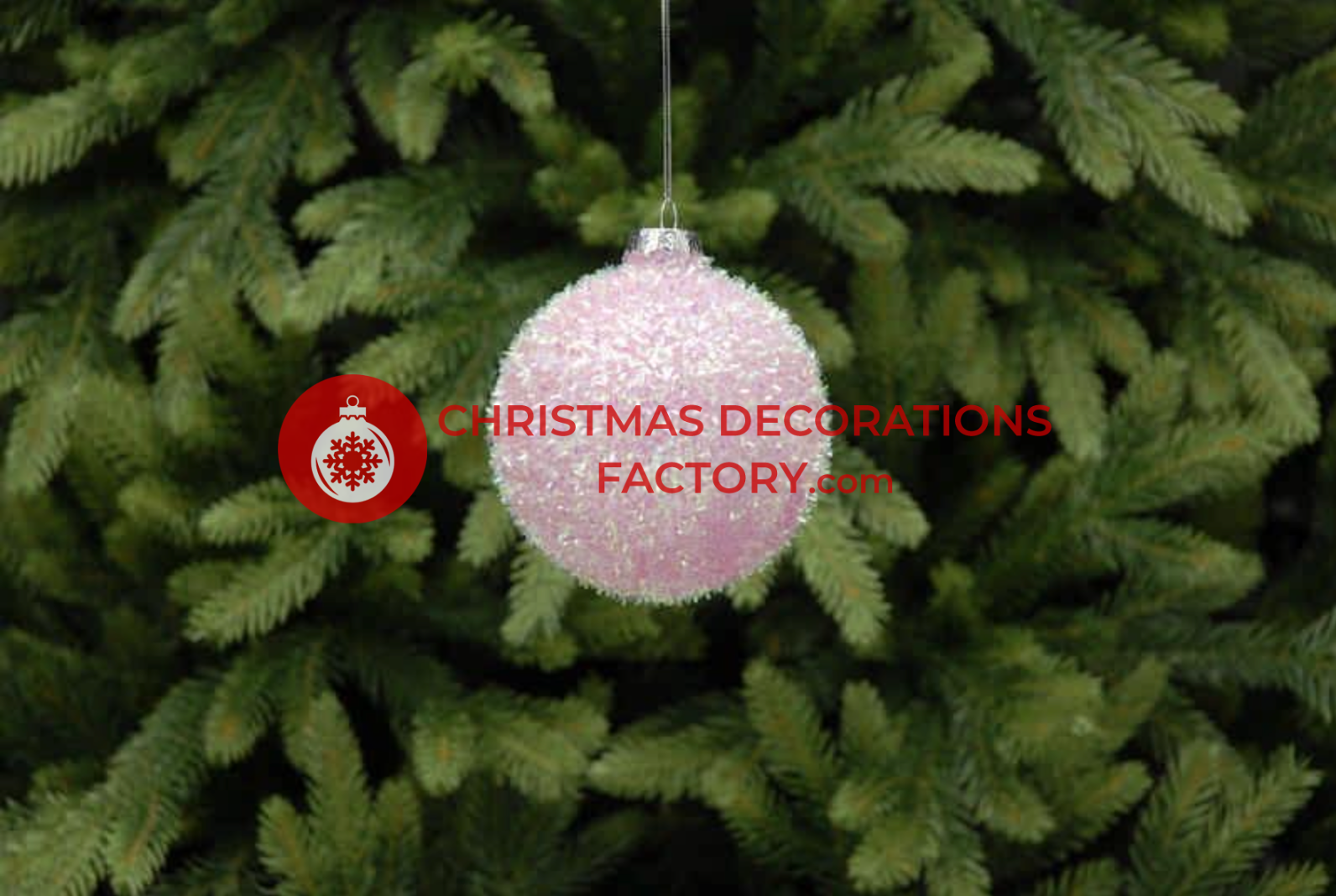 9cm Pink Tinsel Bauble