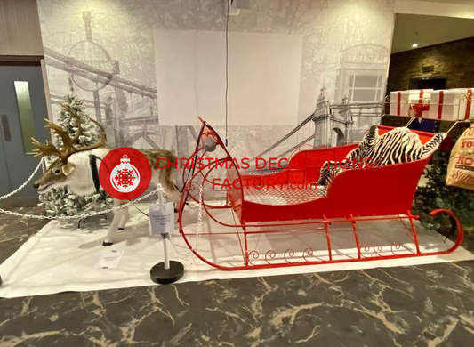 Giant Red Reindeer Santa Sleigh Display Prop