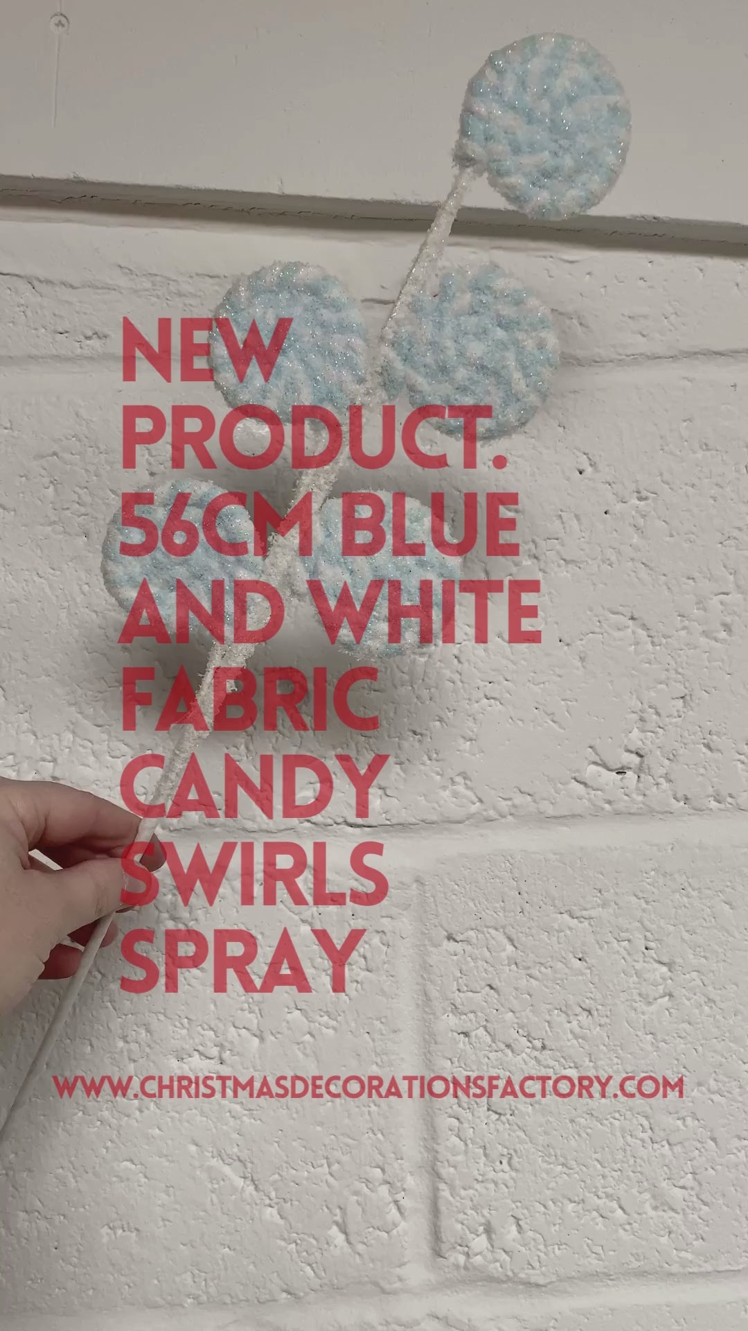 56cm Blue And White Fabric Candy Swirls Spray