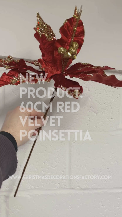 60cm Red Velvet Poinsettia