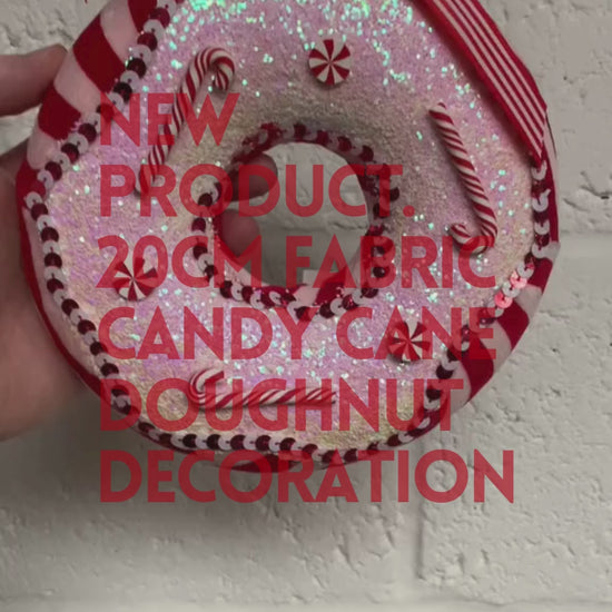 20cm Fabric Candy Cane Doughnut Decoration
