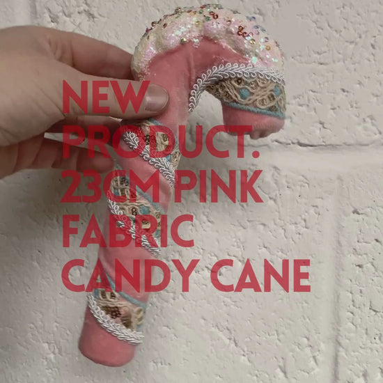 23cm Pink Fabric Candy Cane