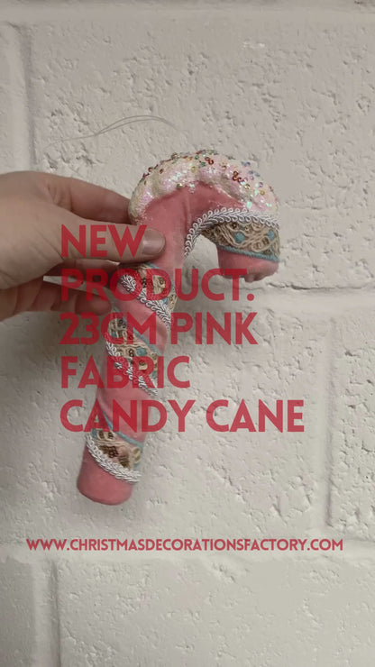23cm Pink Fabric Candy Cane