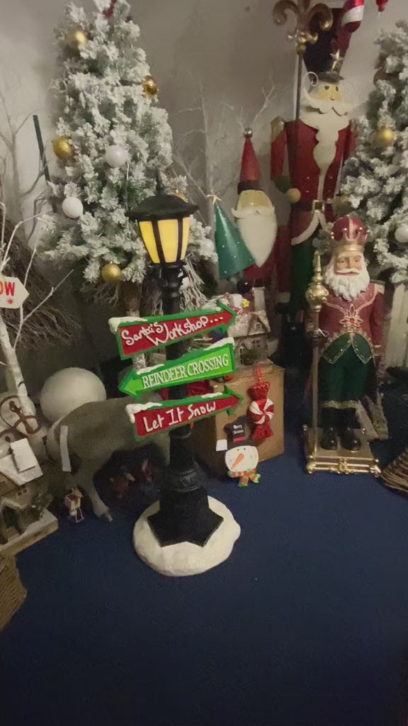 105cm Santa Black Lantern Lamp Post