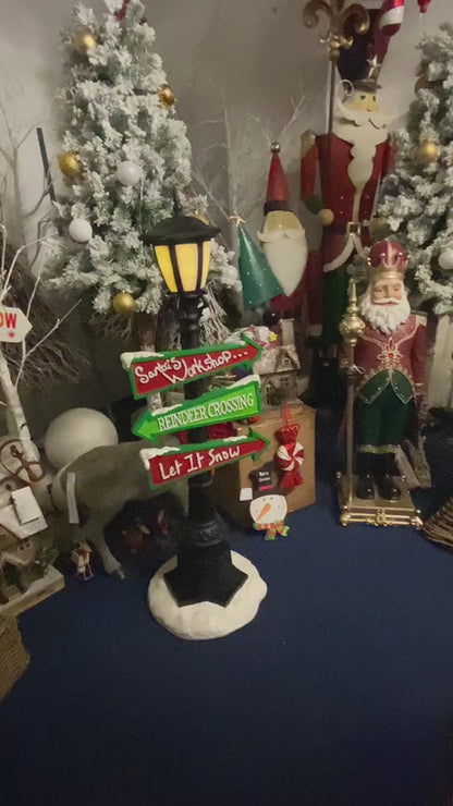 105cm Santa Black Lantern Lamp Post