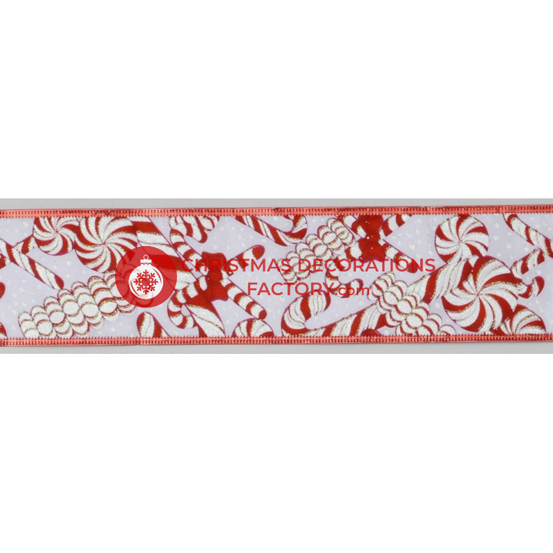 10Yx2.5" Candy Cane Red And White Ribbon