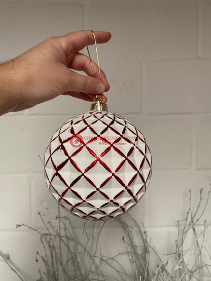 15cm Checked Red and White Bauble