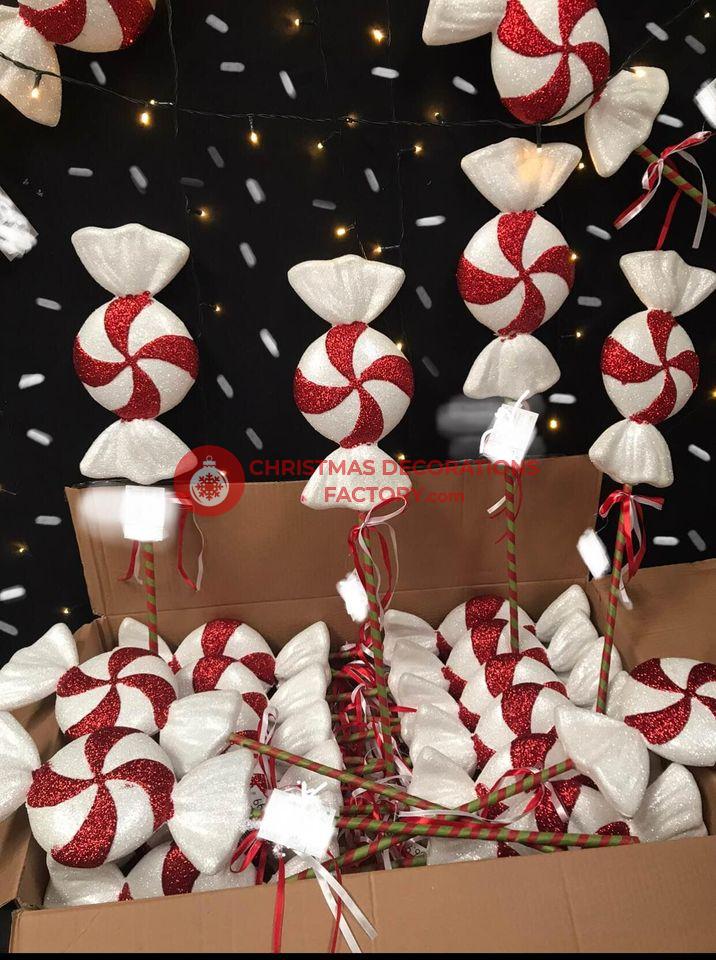 62cm Red And White Candy Swirl Sweet On Stick