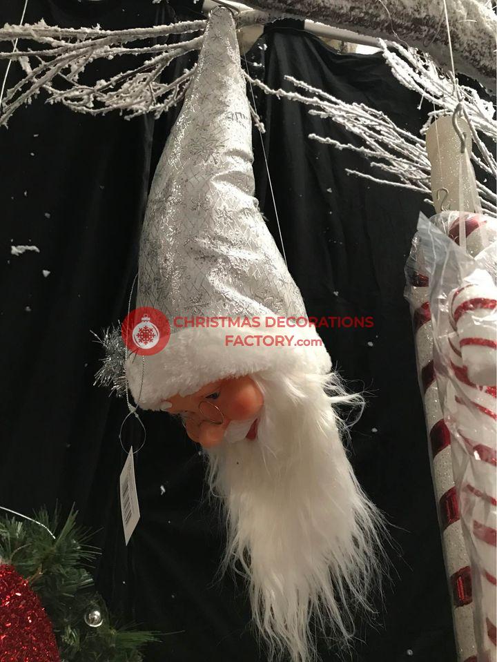 55cm Silver Father Christmas Head Tree Decoration