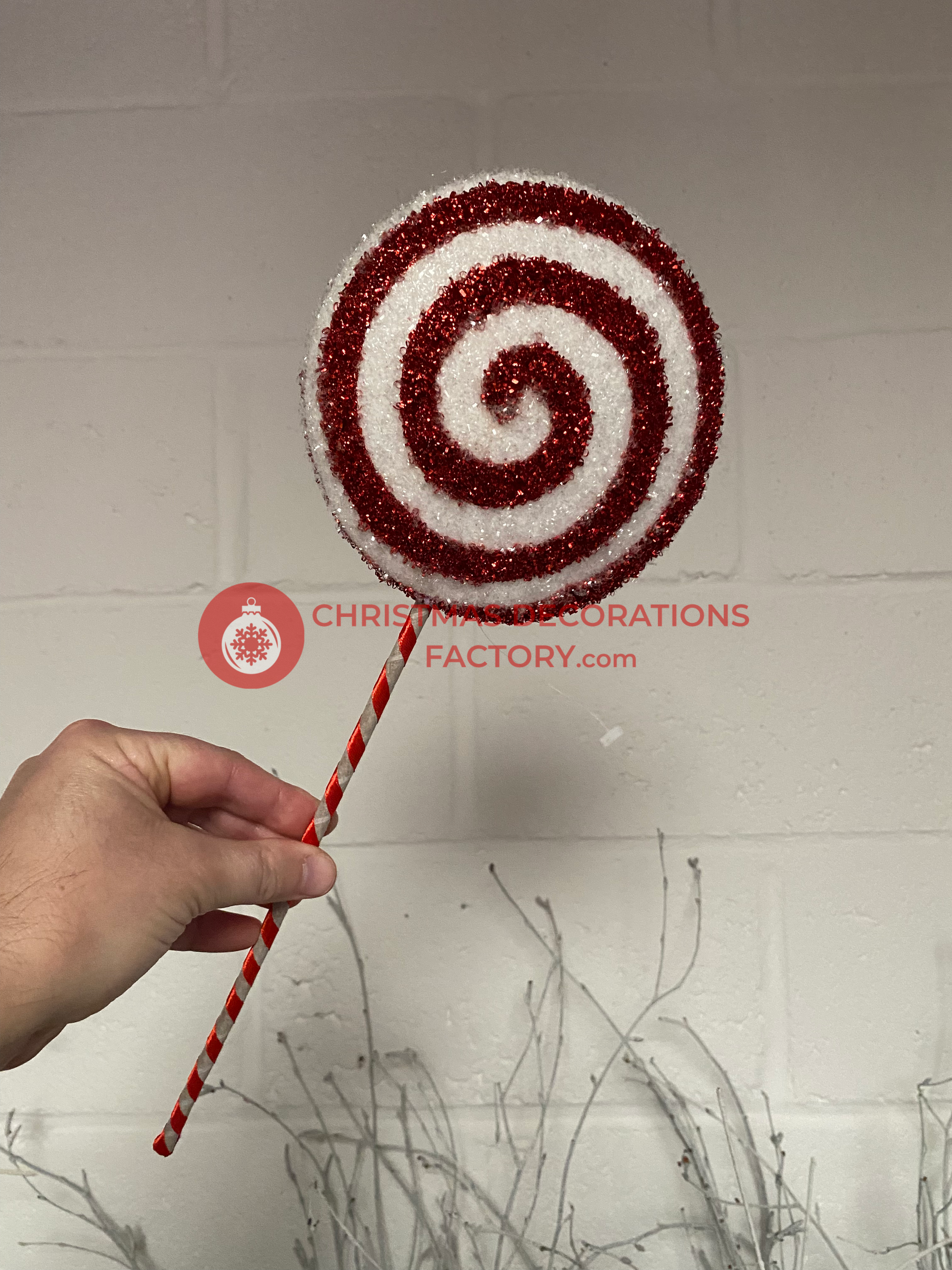 25cm Red And White Candy Swirl Sweet On Stick