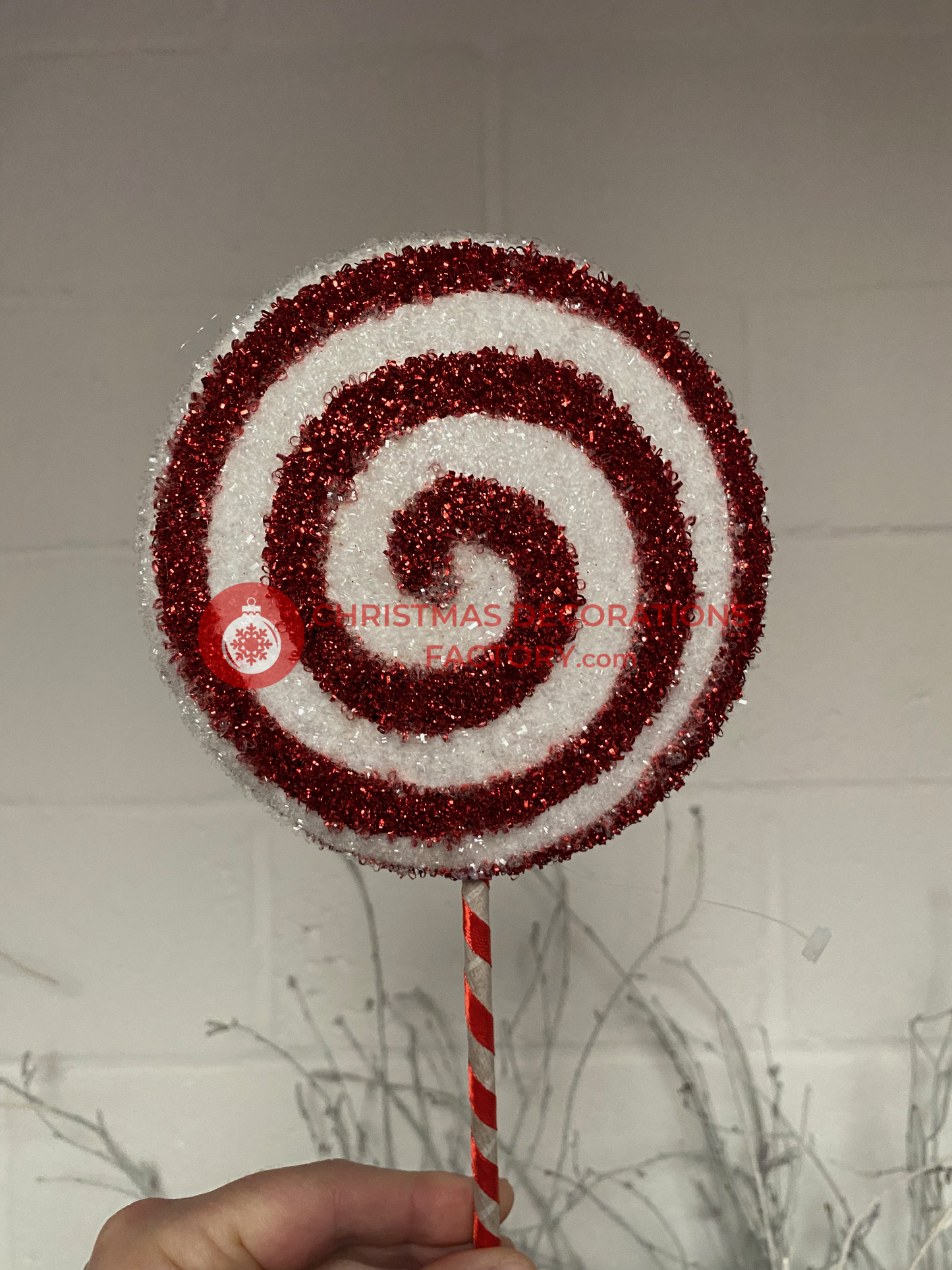 25cm Red And White Candy Swirl Sweet On Stick