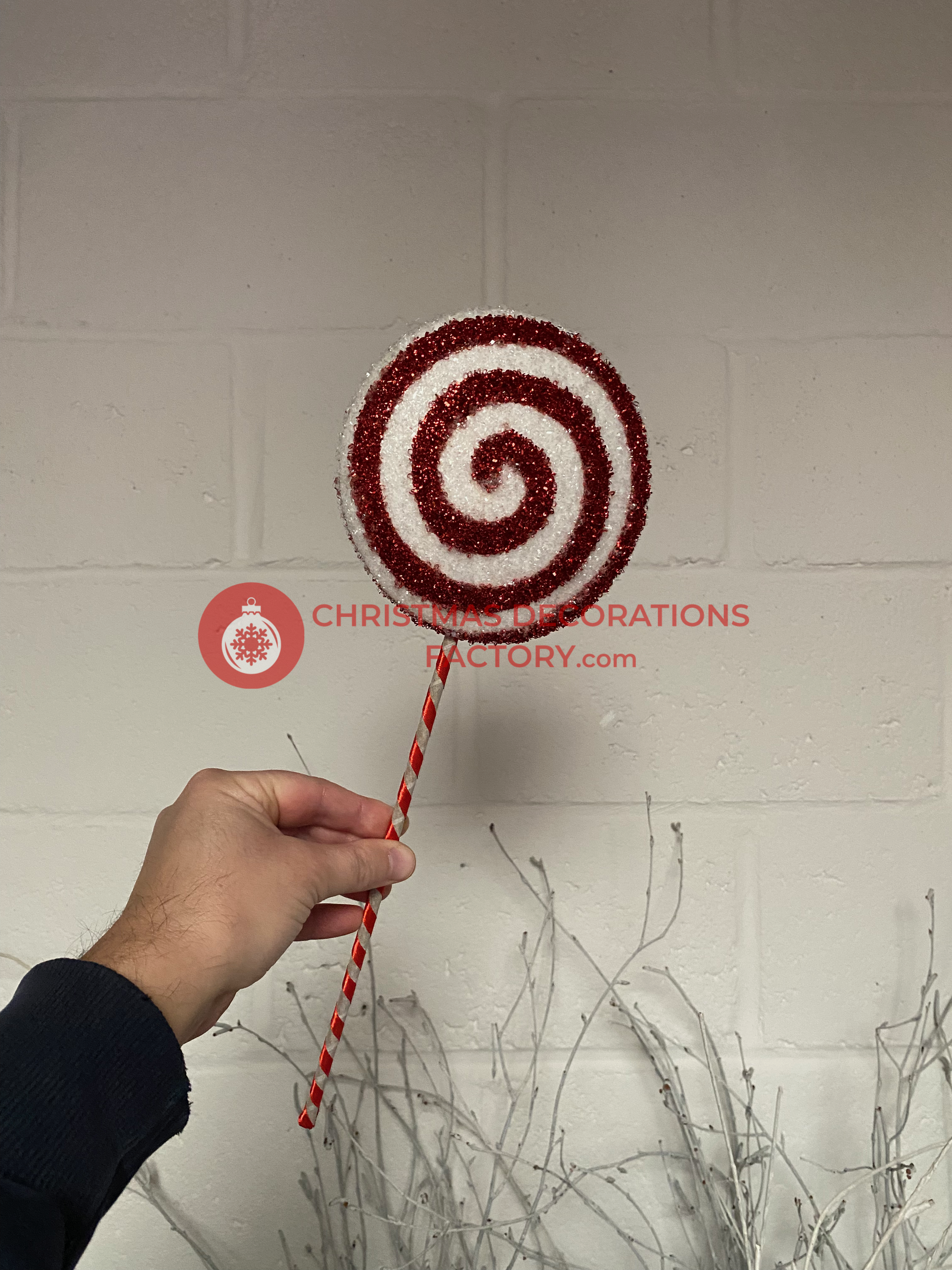 25cm Red And White Candy Swirl Sweet On Stick