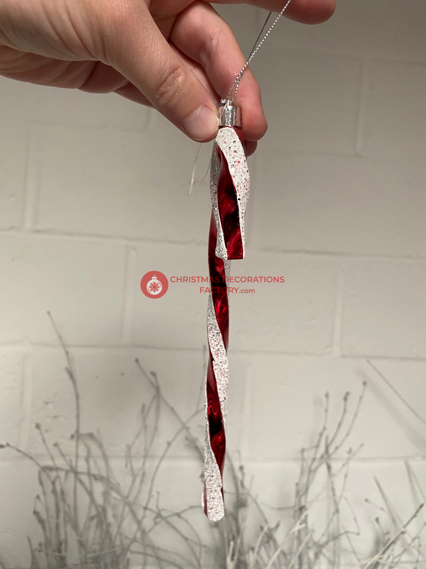 26cm Glitter Twisted Candy Cane