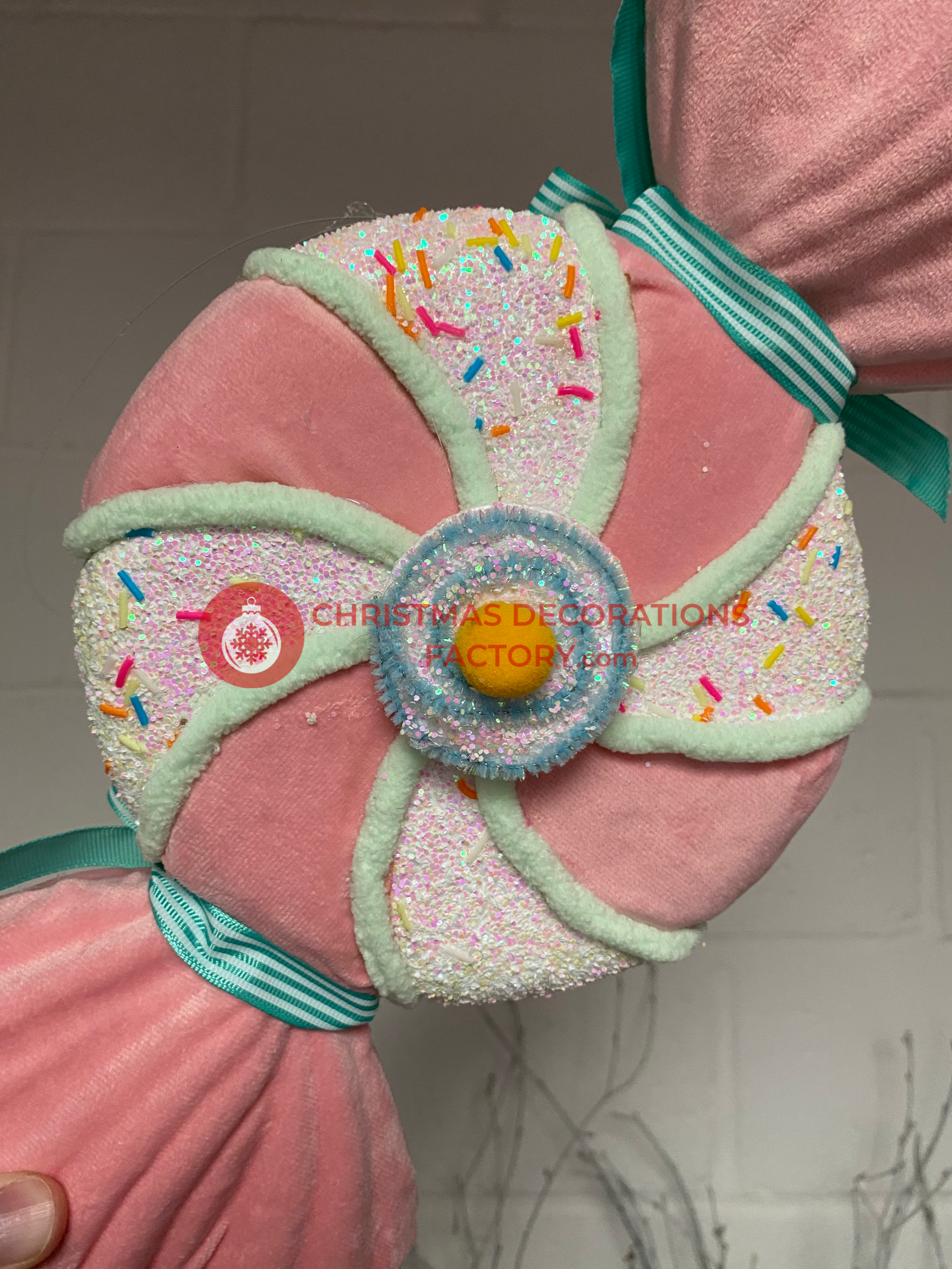 36cm Fabric Pink and Green Candy Swirl Sweet
