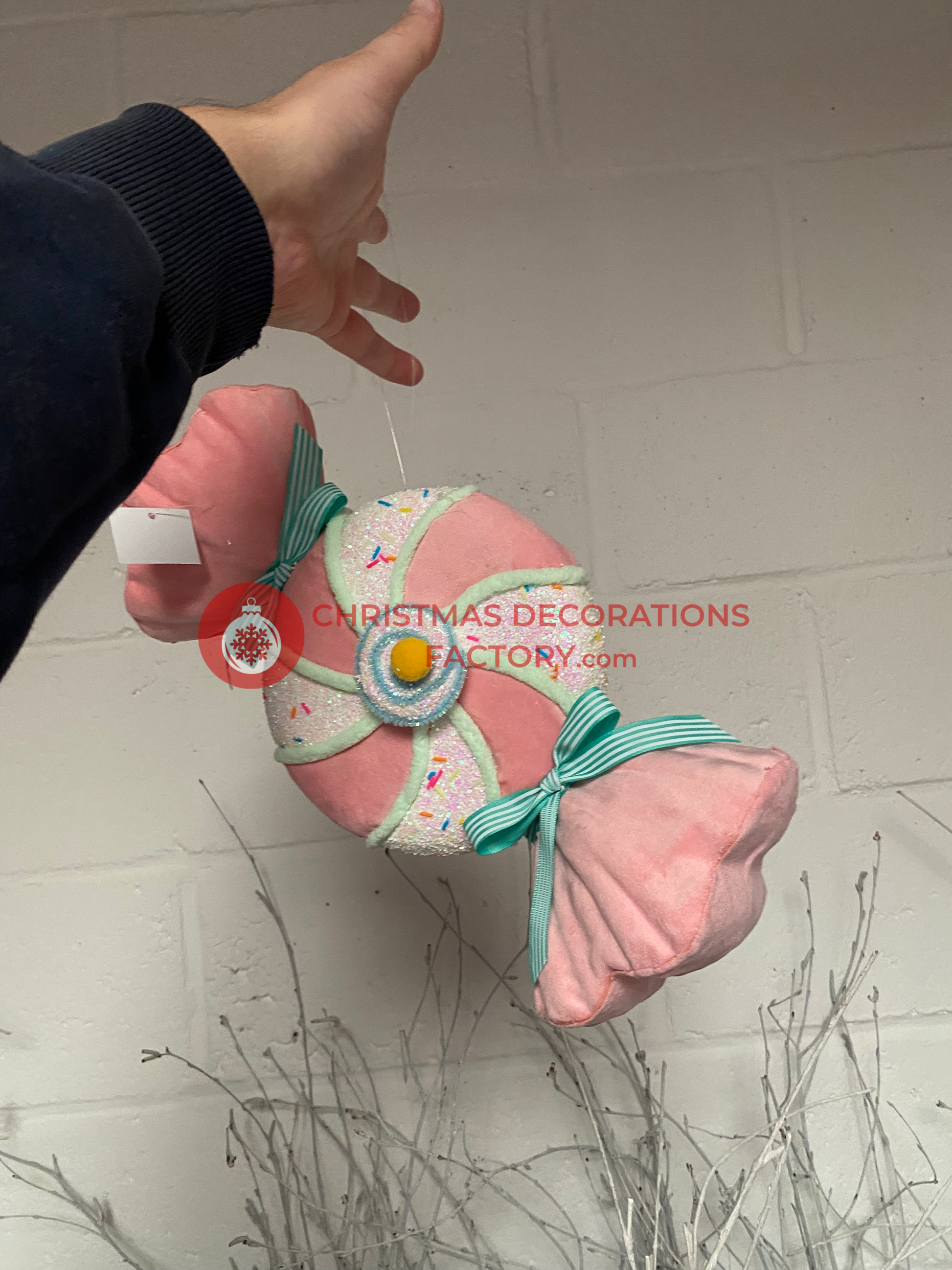 36cm Fabric Pink and Green Candy Swirl Sweet