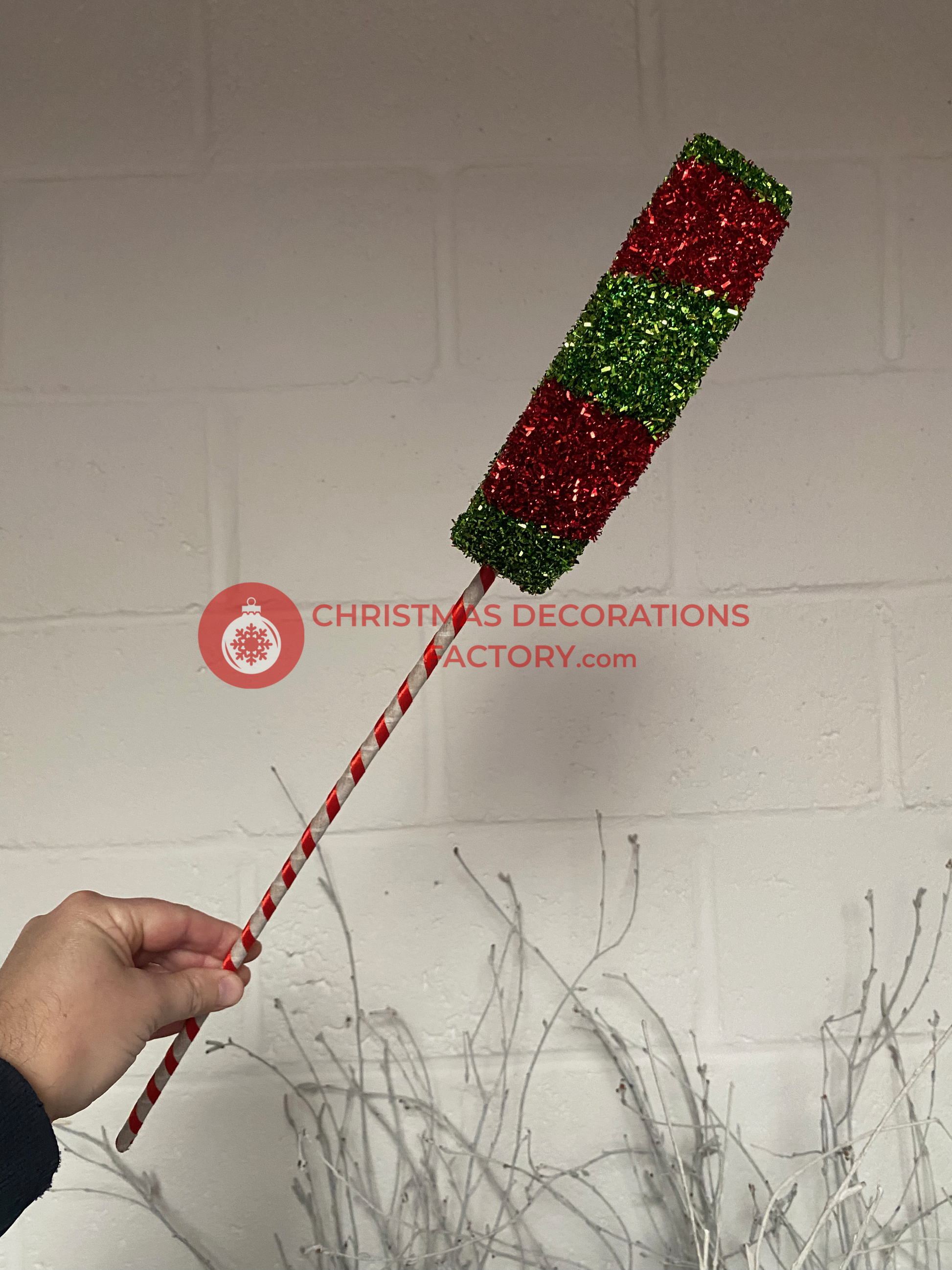 38cm Red And Green Candy Segment Sweet On Stick