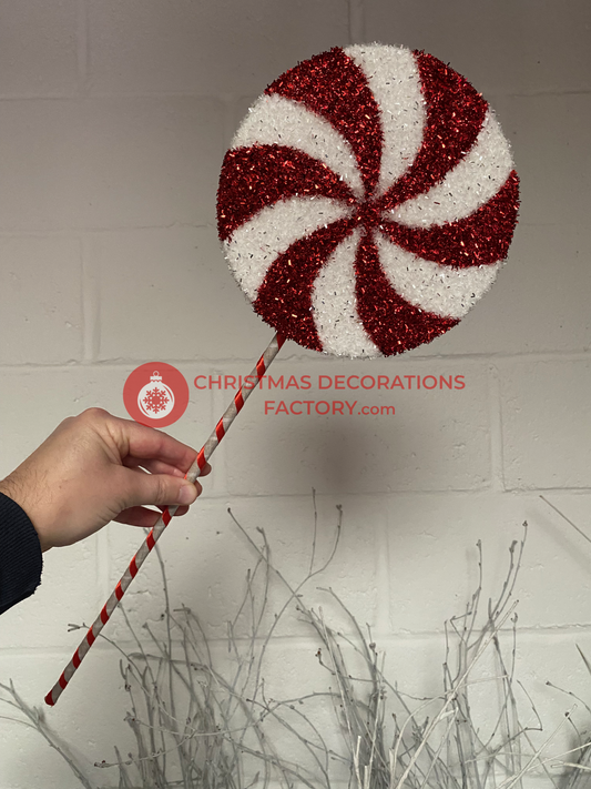 38cm Red And White Candy Segment Sweet On Stick