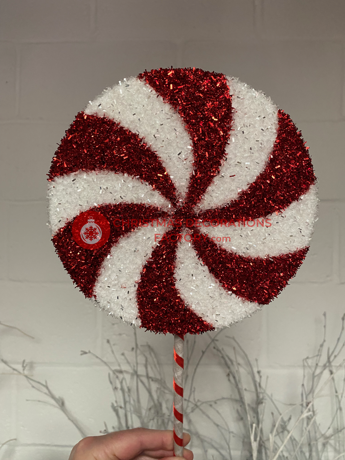 38cm Red And White Candy Segment Sweet On Stick