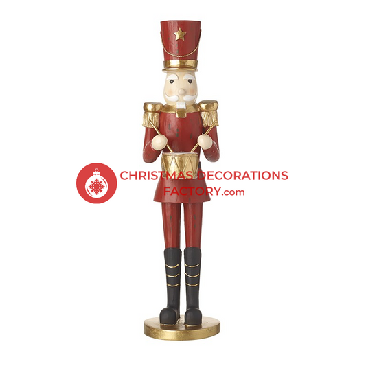 47cm Red And Gold Standing Nutcracker Drummer