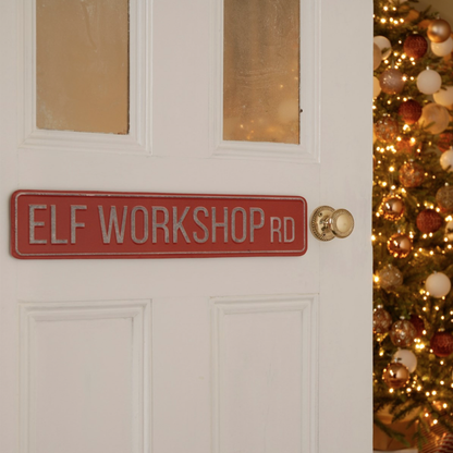 50cm Elf Workshop Rd Sign