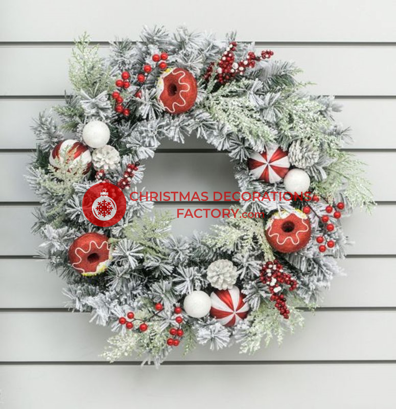 60cm Candy Cane Doughnut Wreath