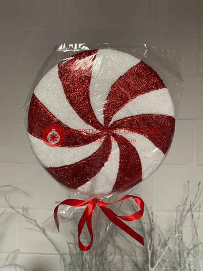 61cm Red And White Christmas Spiral Lollipop on Stick