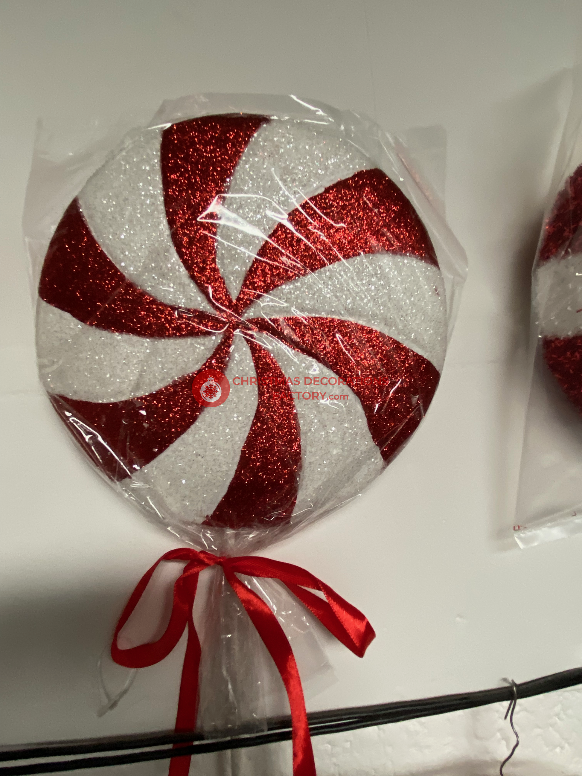 61cm Red And White Christmas Spiral Lollipop on Stick