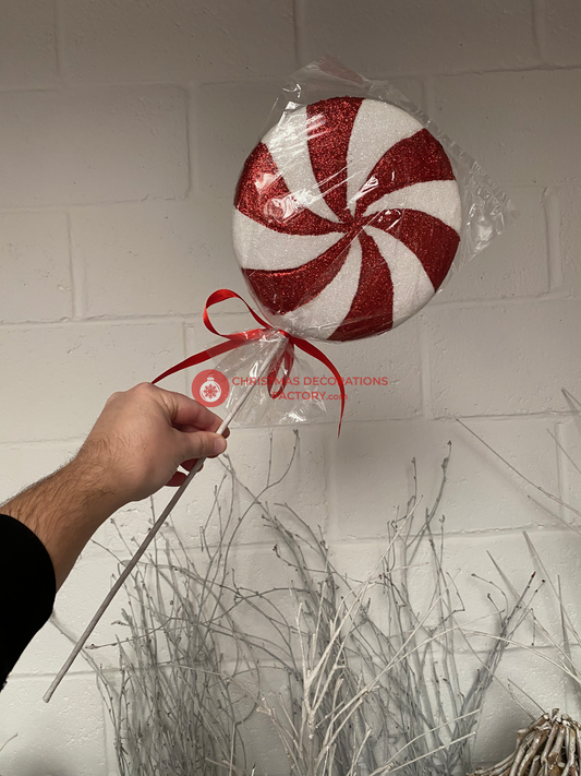 61cm Red And White Christmas Spiral Lollipop on Stick