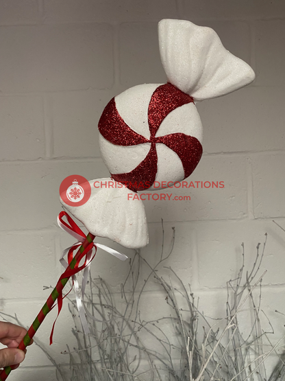 62cm Red And White Candy Swirl Sweet On Stick