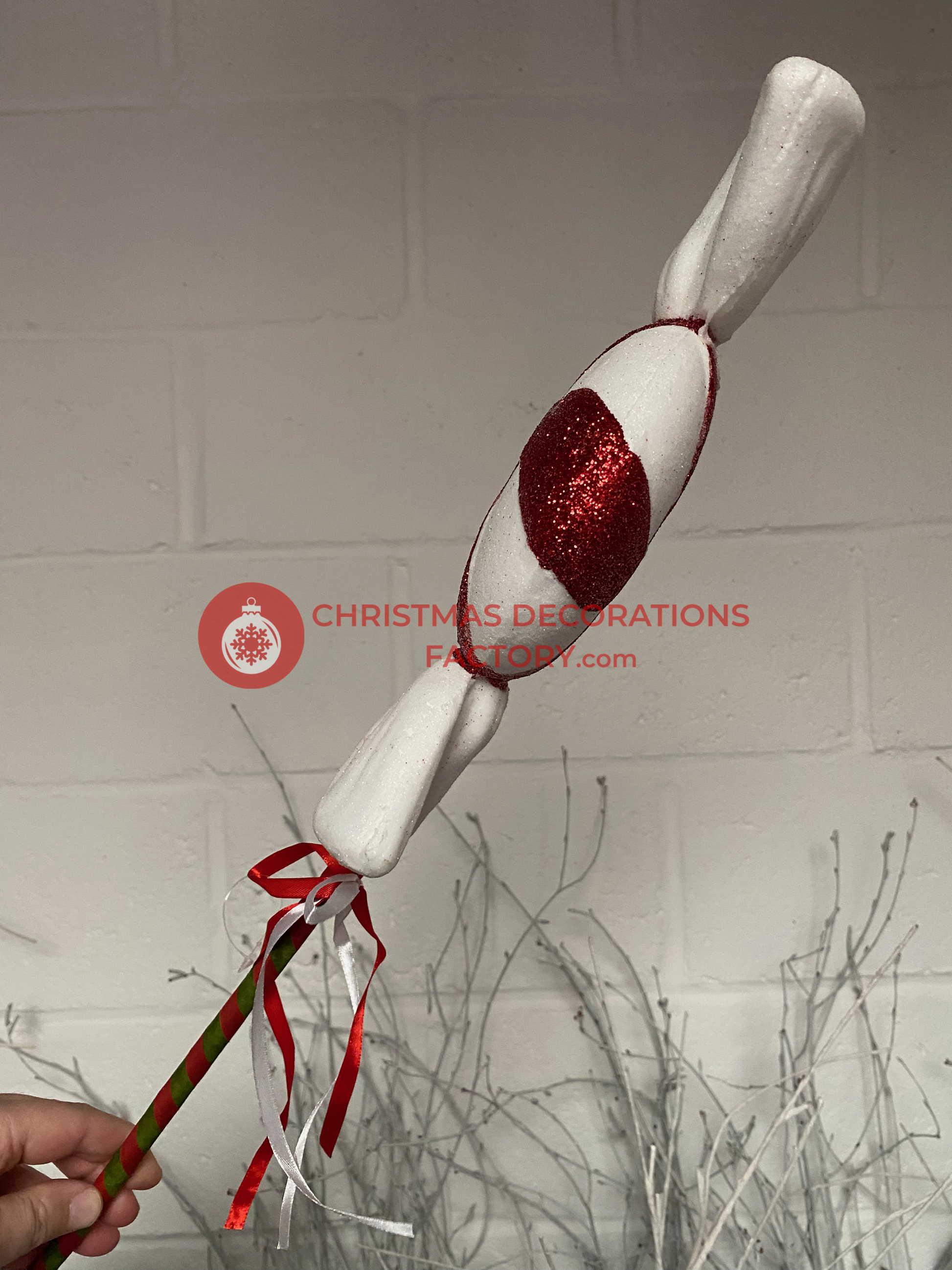 62cm Red And White Candy Swirl Sweet On Stick
