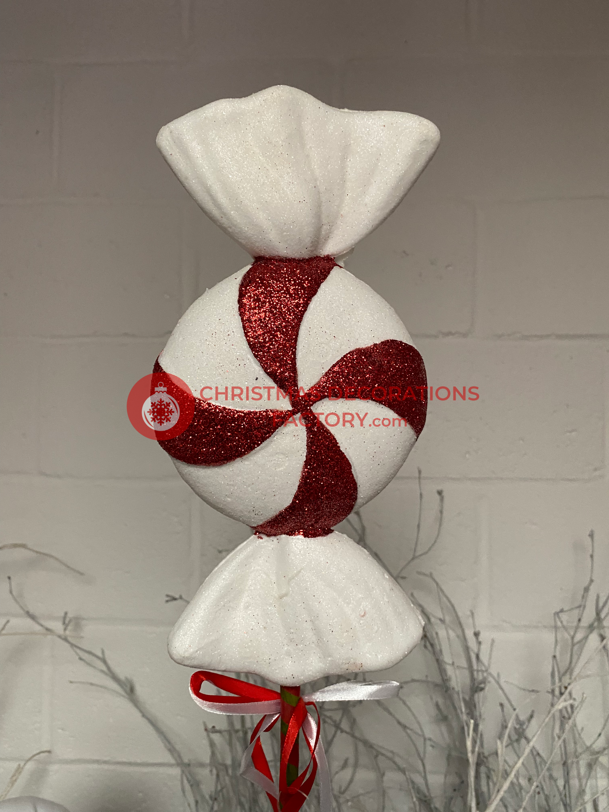 62cm Red And White Candy Swirl Sweet On Stick