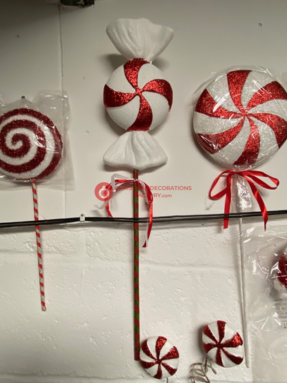 62cm Red And White Candy Swirl Sweet On Stick