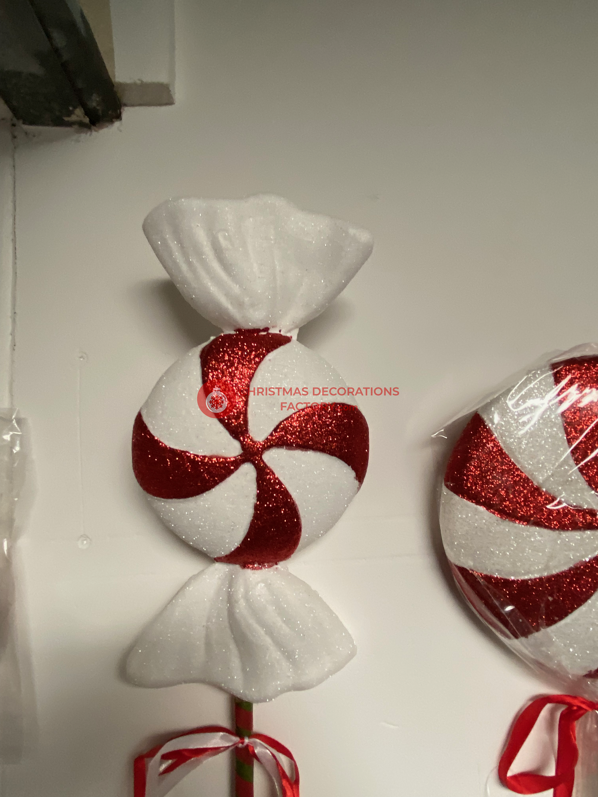 62cm Red And White Candy Swirl Sweet On Stick