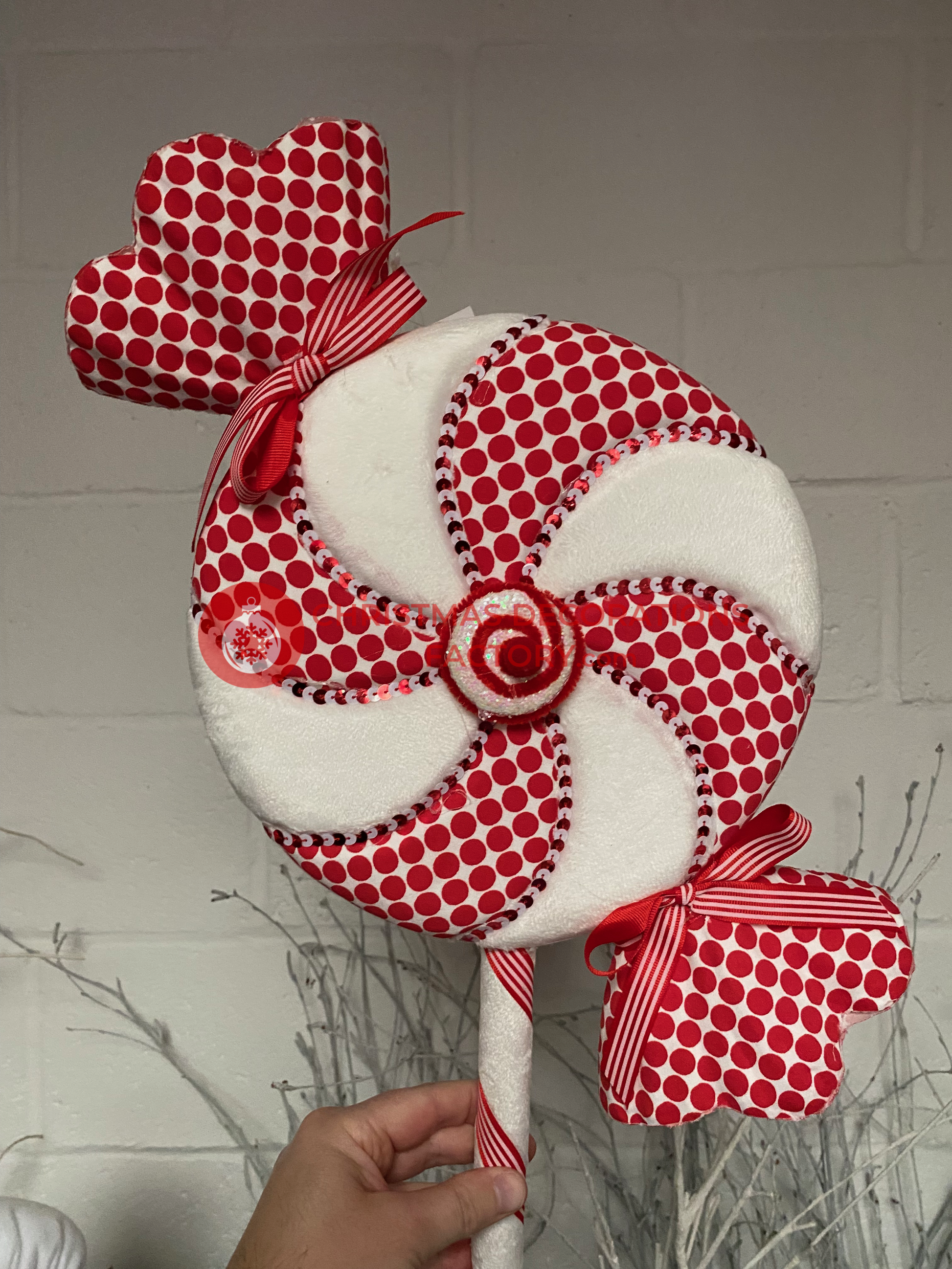 69cm Fabric Red and White Candy Polka Dot Swirl Sweet