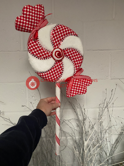 69cm Fabric Red and White Candy Polka Dot Swirl Sweet