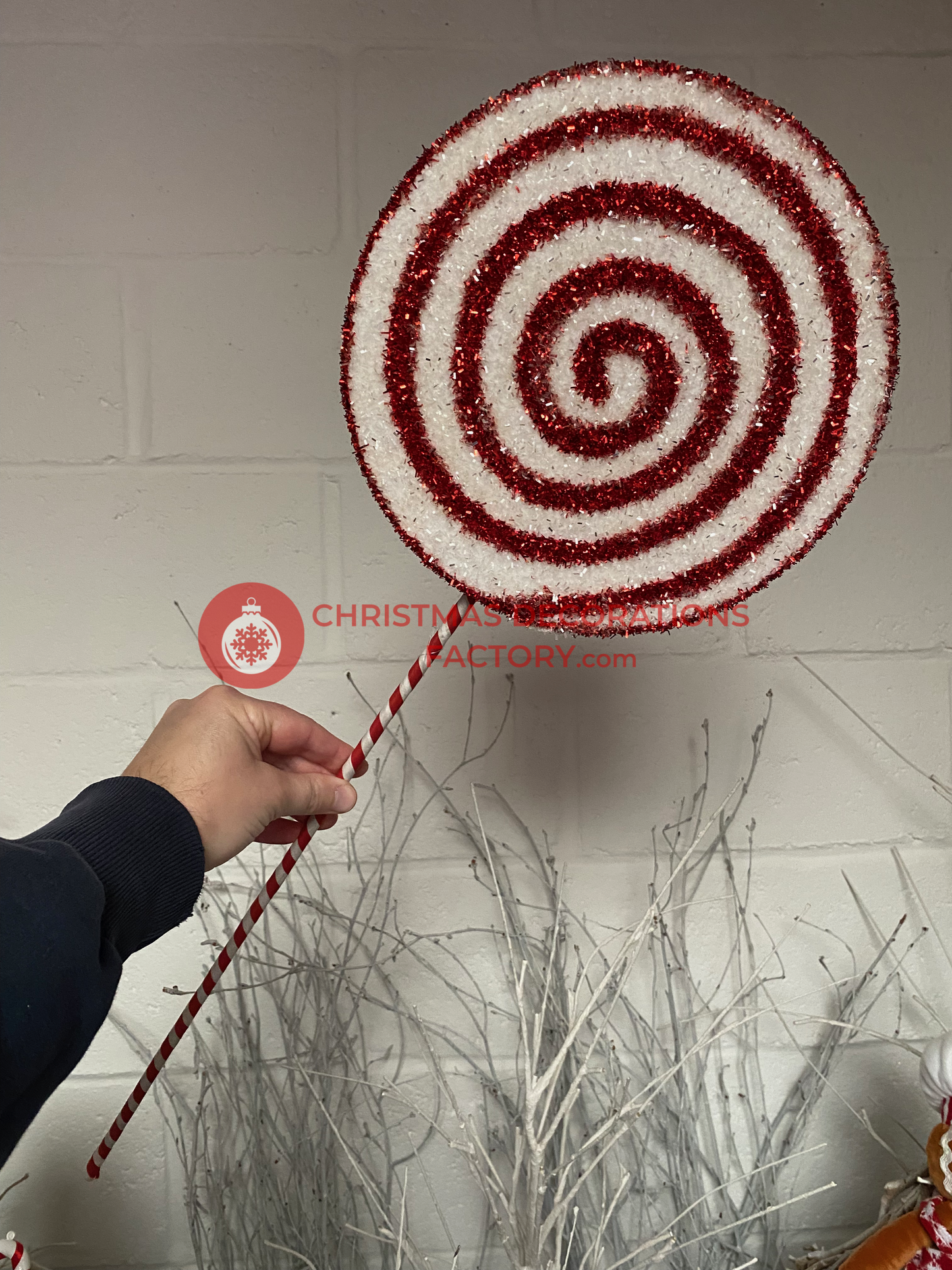 72cm Red And White Candy Swirl Sweet On Stick