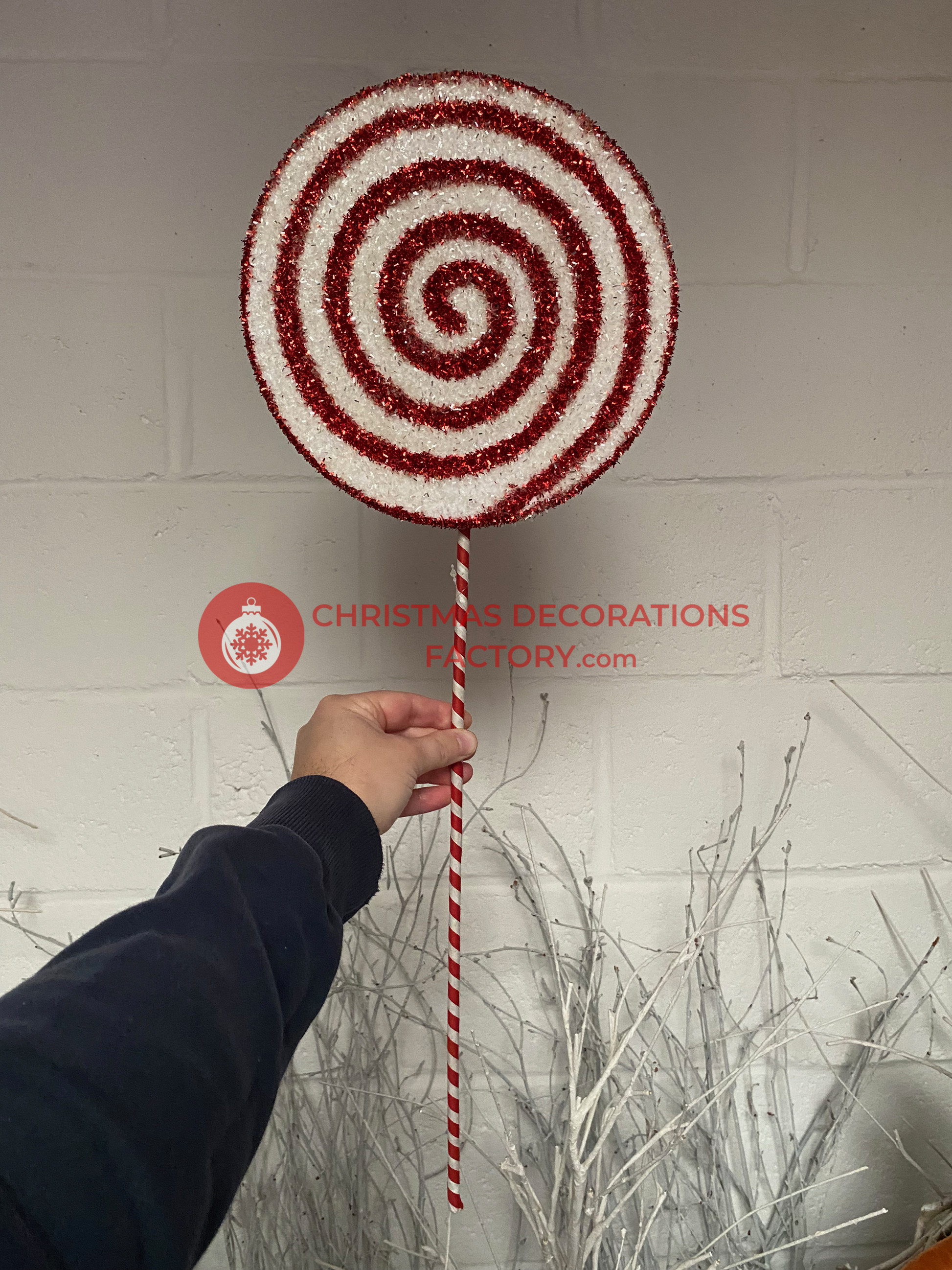 72cm Red And White Candy Swirl Sweet On Stick