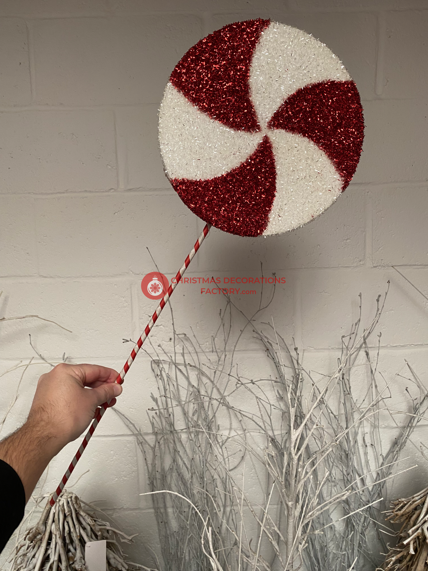 72cm Red And White Christmas Lollipop on Stick
