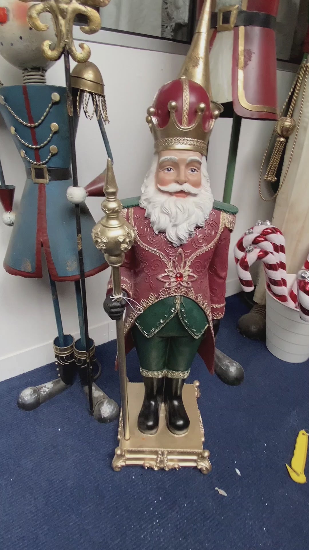 92cm Santa Resin Red/Green/Gold Nutcracker
