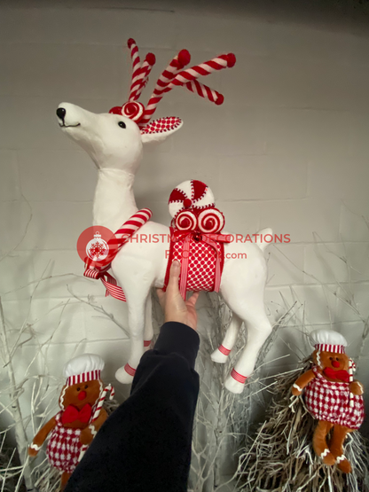 78cm Red And White Fabric Candy Deer