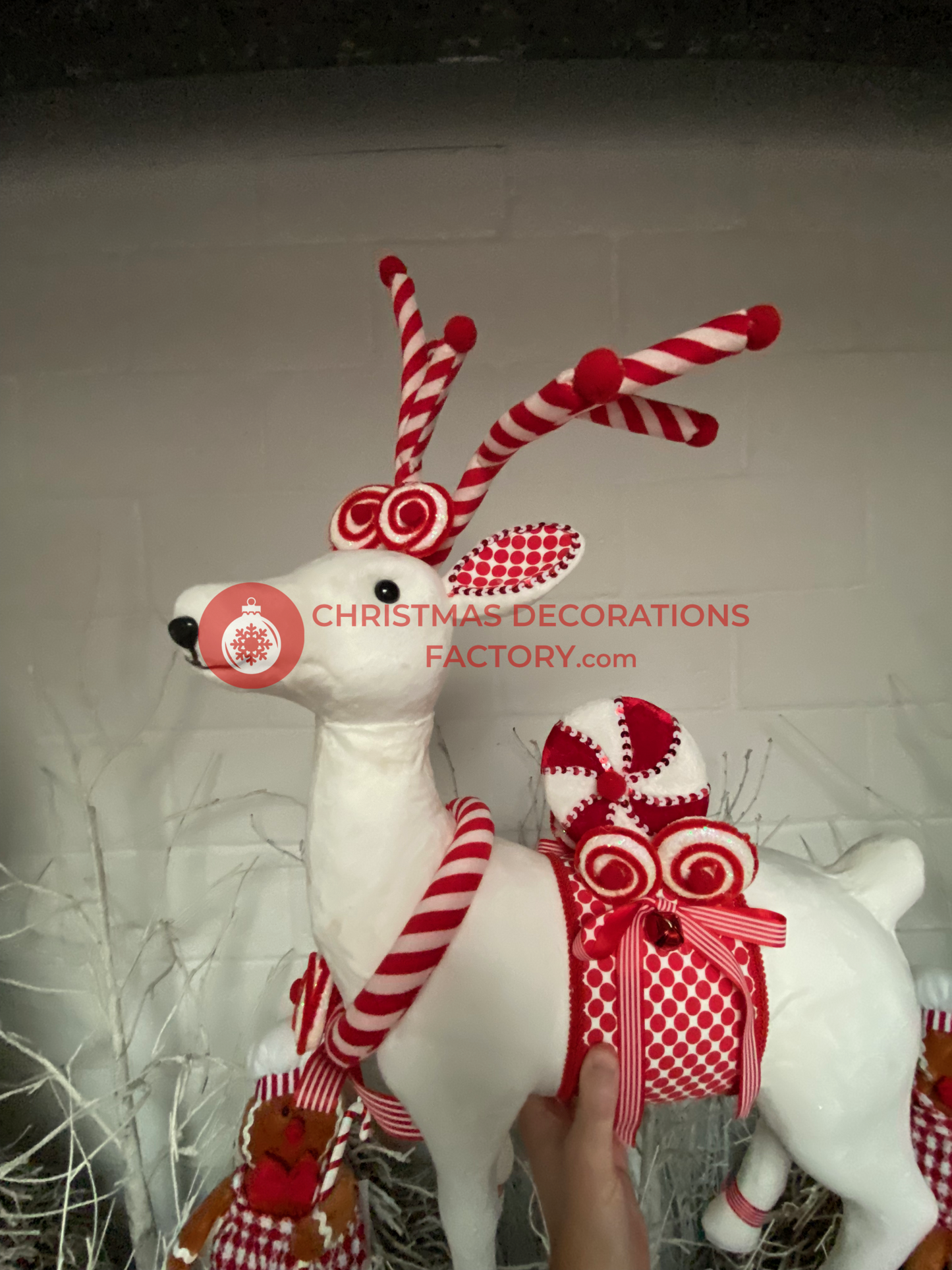 78cm Red And White Fabric Candy Deer