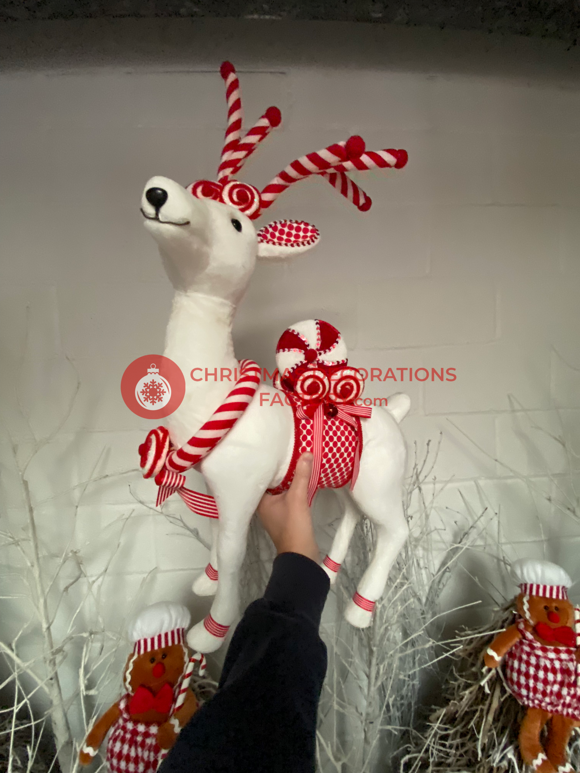 78cm Red And White Fabric Candy Deer