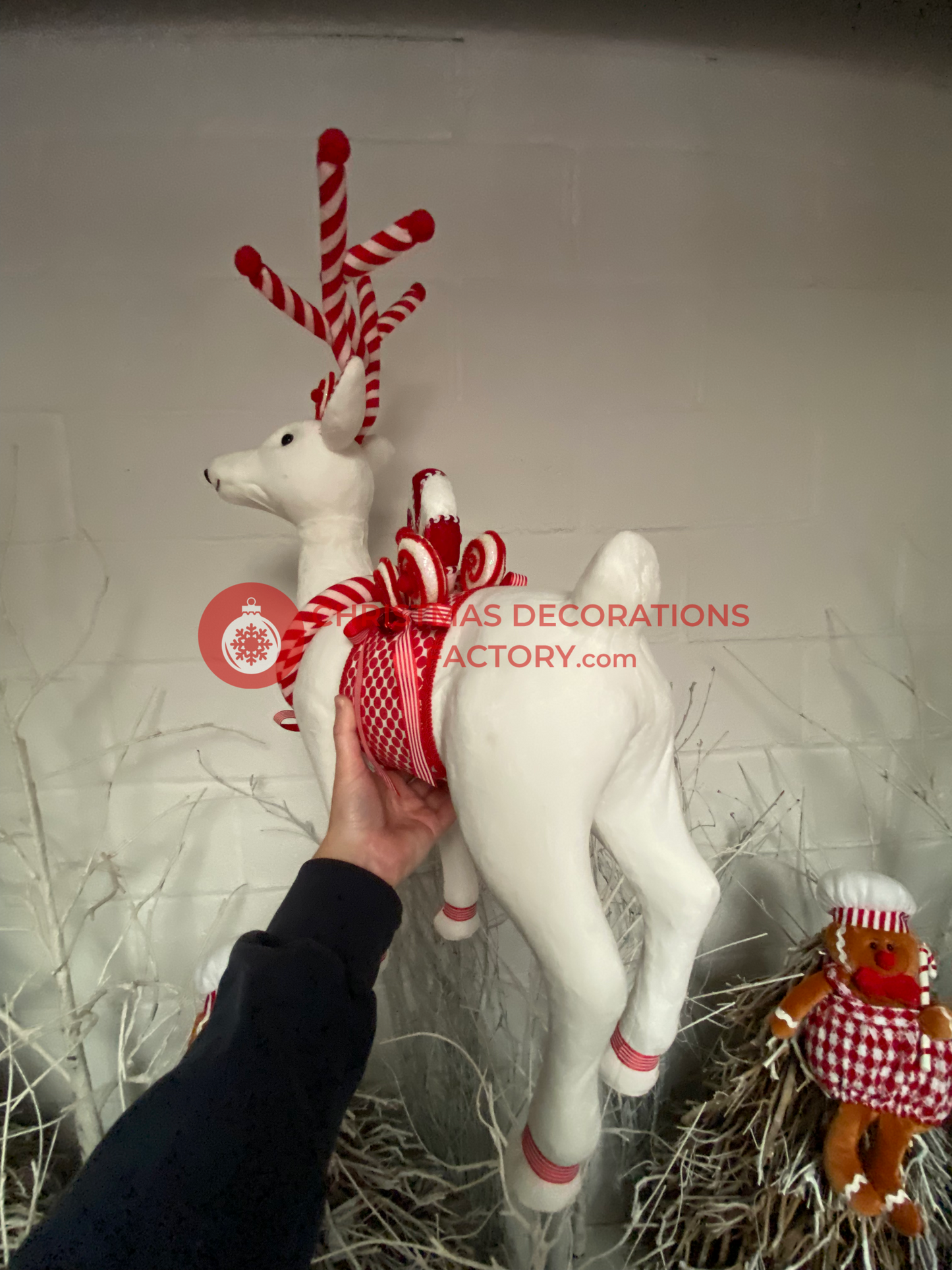 78cm Red And White Fabric Candy Deer