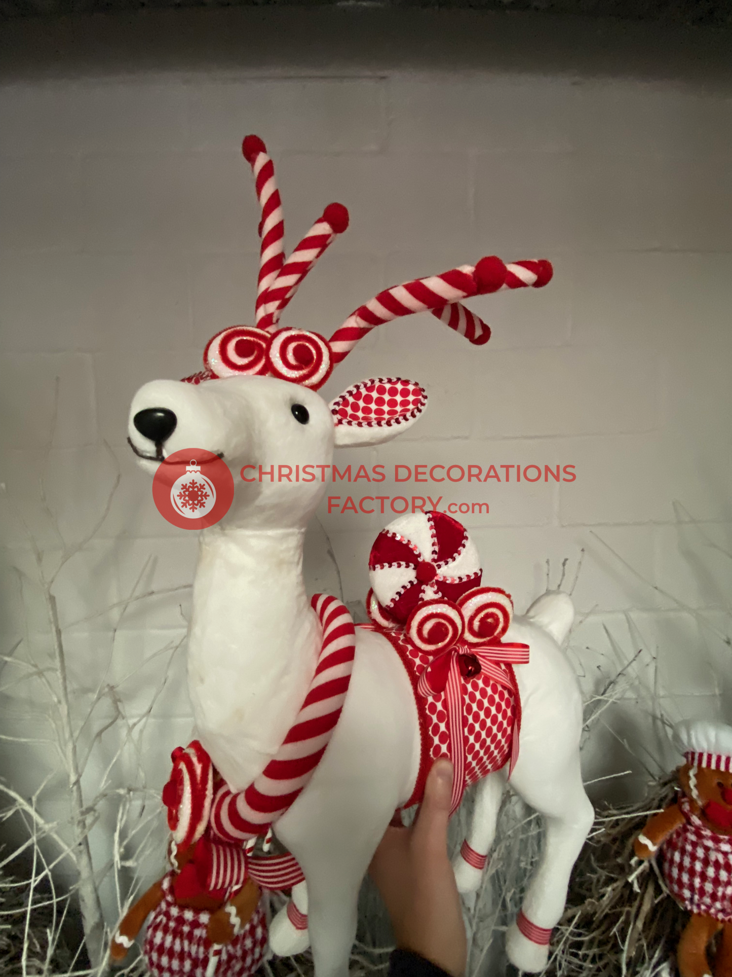 78cm Red And White Fabric Candy Deer