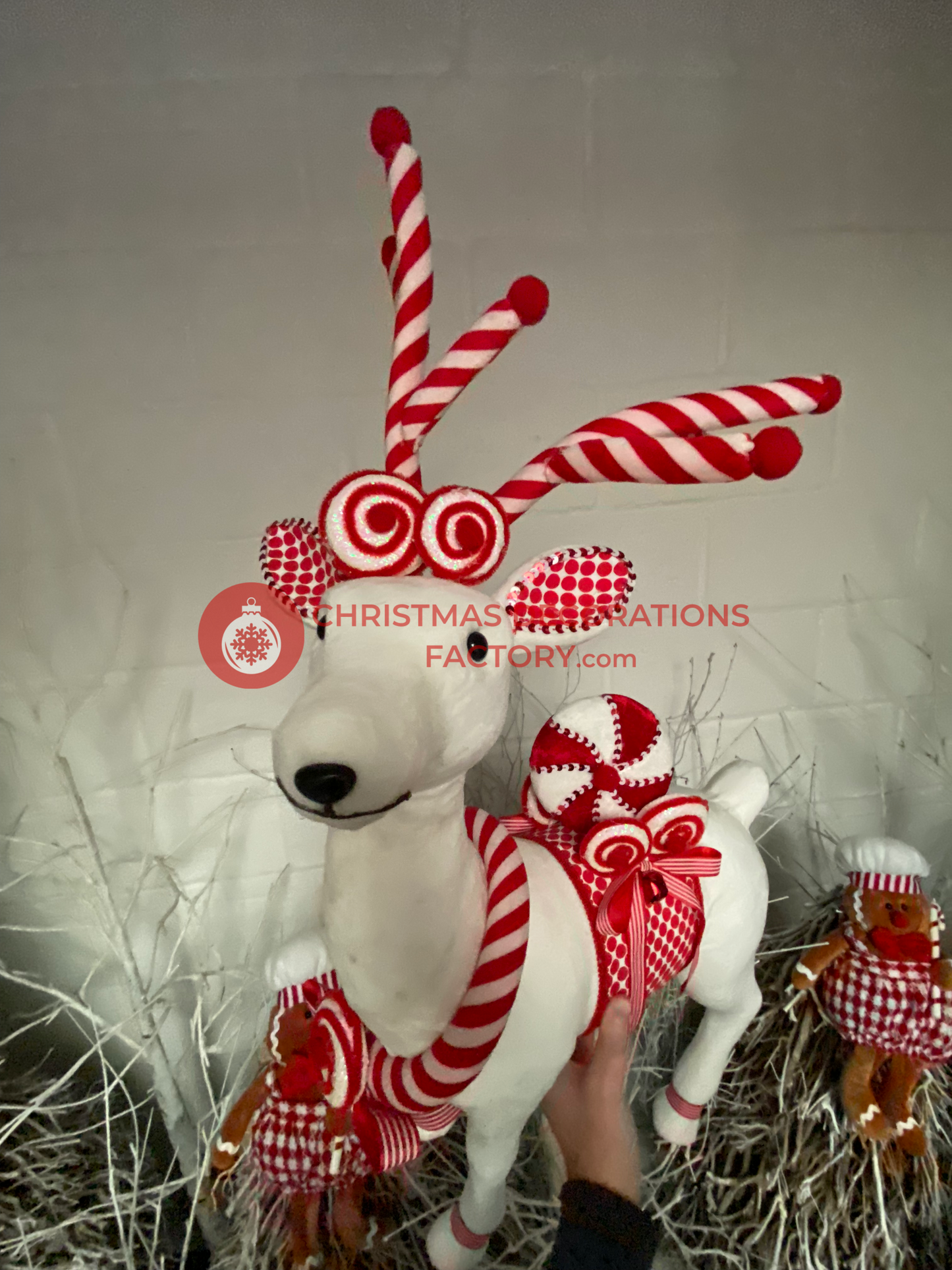 78cm Red And White Fabric Candy Deer