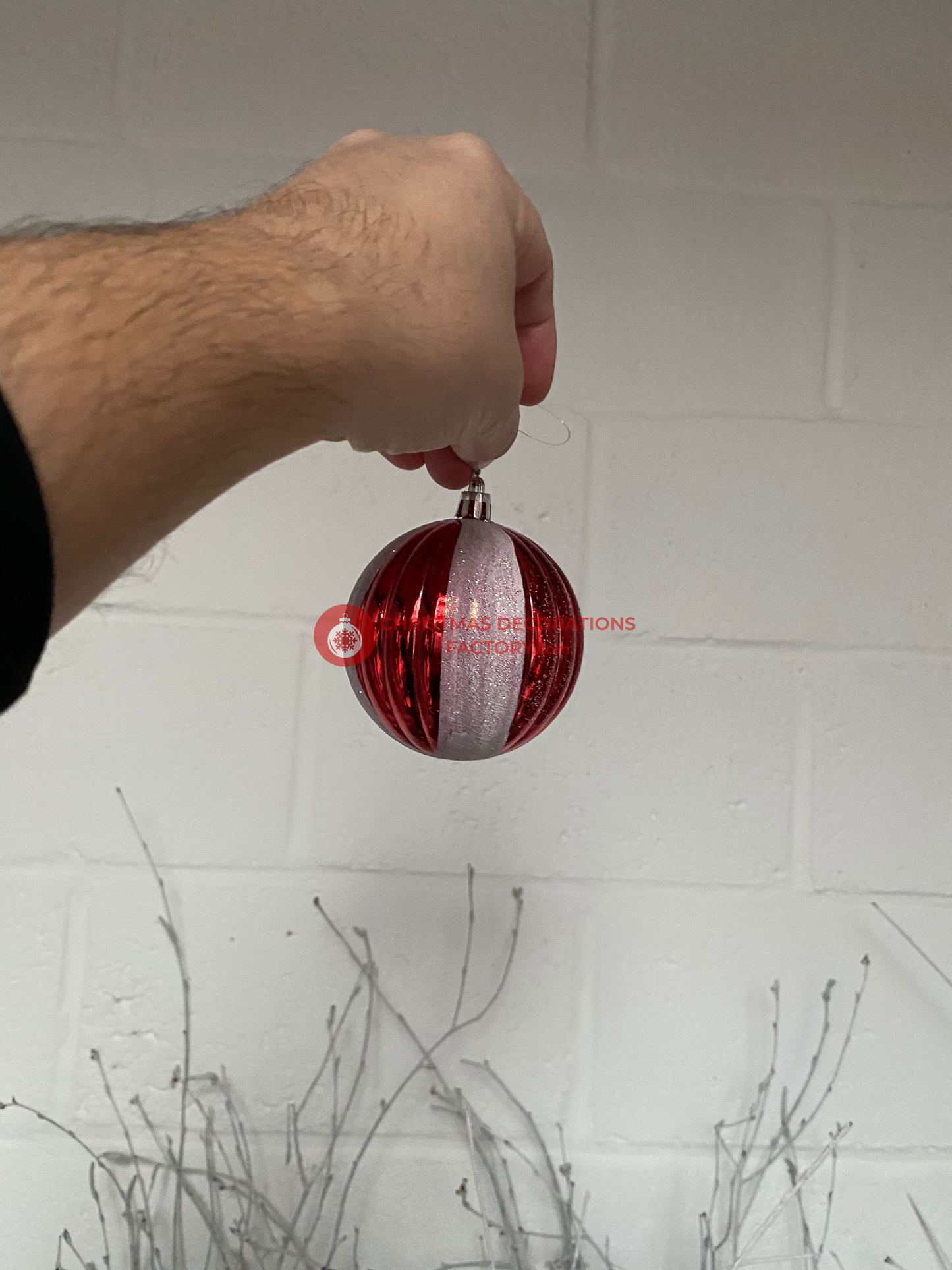 80mm Segment Swirl Candy Ball Bauble